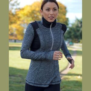 Lululemon Run : Your Heart Out Gray and Black Quarter-Zip Athletic Pullover